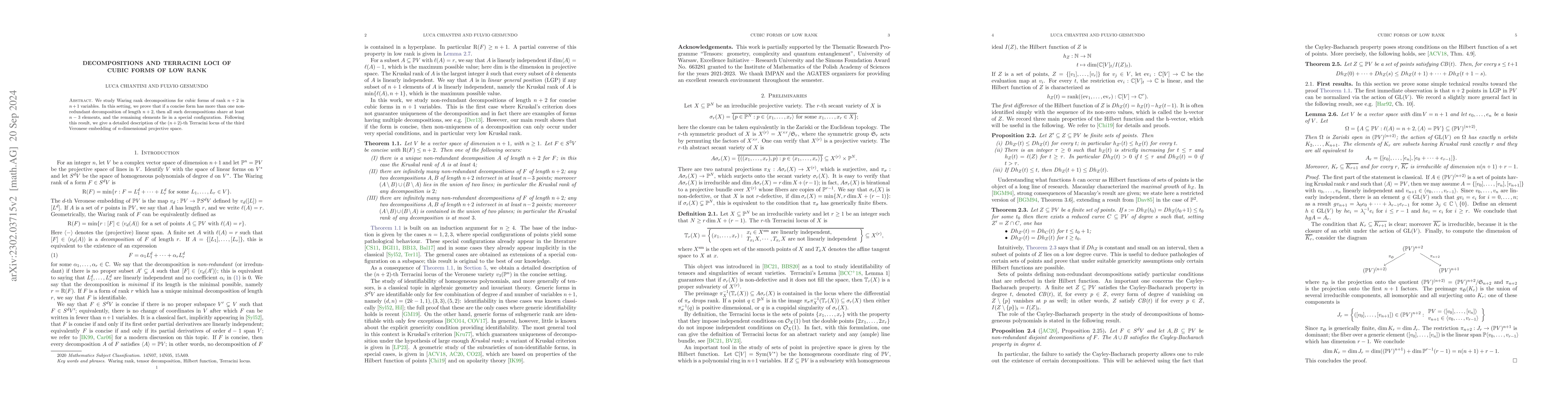Thumbnail for Decompositions and Terracini loci of cubic forms of low rank