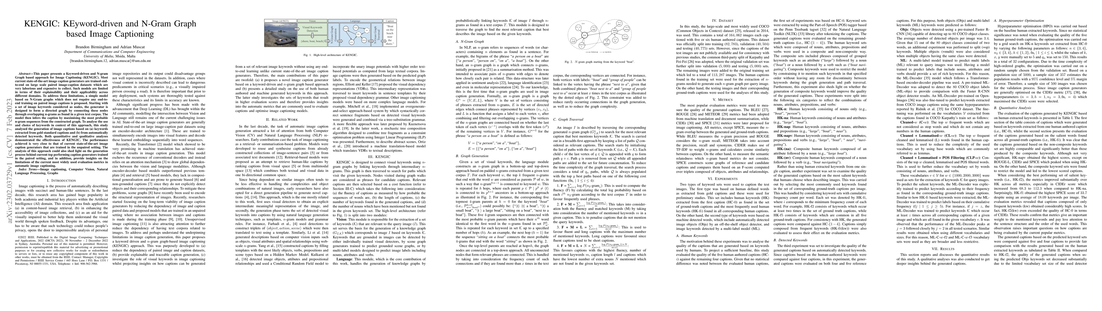 Thumbnail for KENGIC: KEyword-driven and N-Gram Graph based Image Captioning