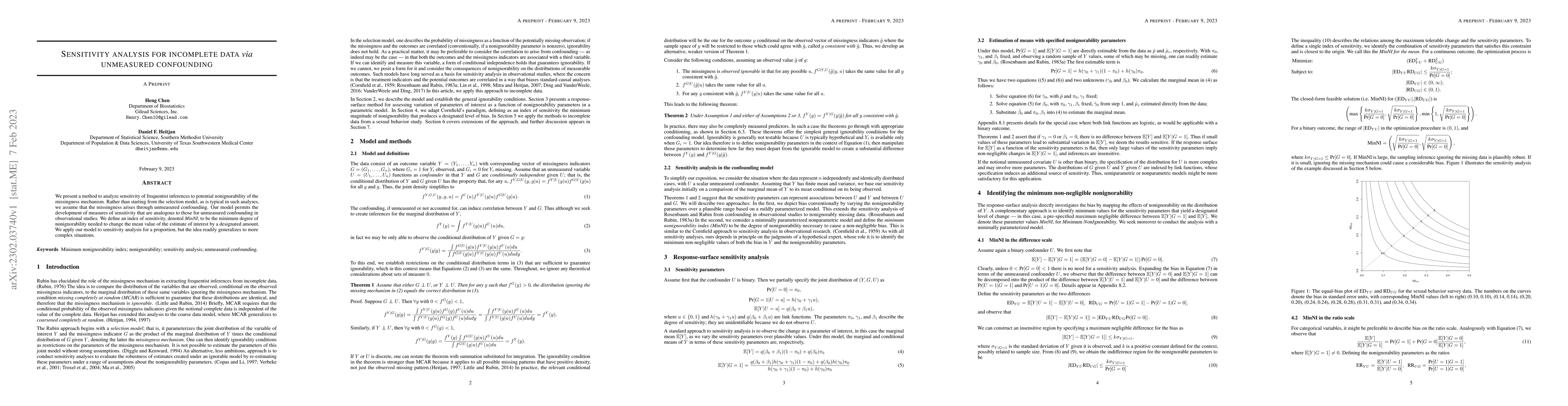 Thumbnail for Sensitivity analysis for incomplete data via unmeasured confounding