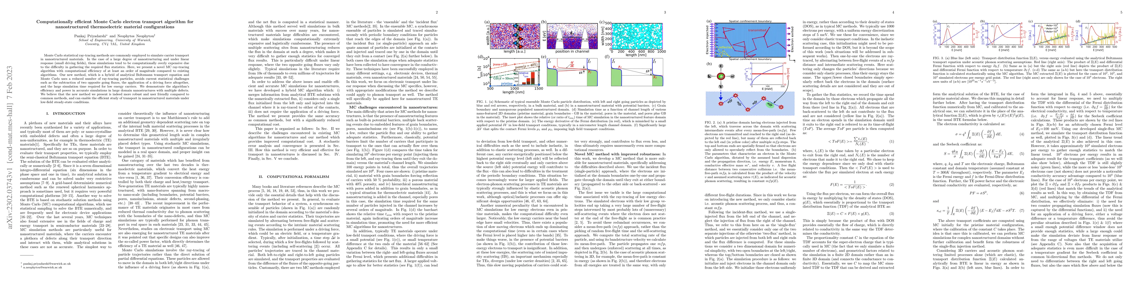 Thumbnail for Computationally efficient Monte Carlo electron transport algorithm for
  nanostructured thermoelectric material configurations