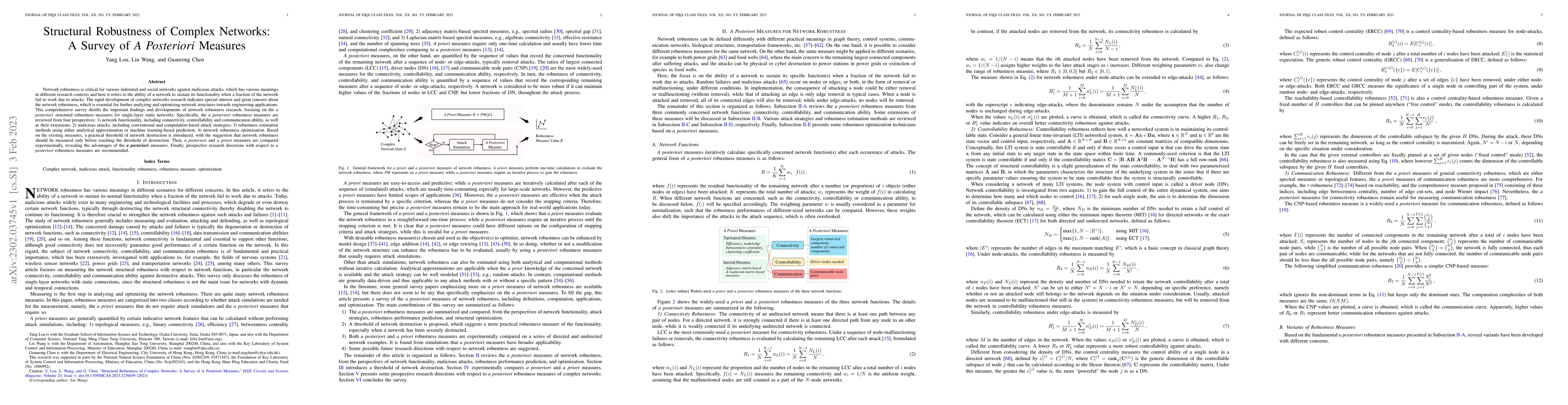 Thumbnail for Structural Robustness of Complex Networks: A Survey of A Posteriori
  Measures