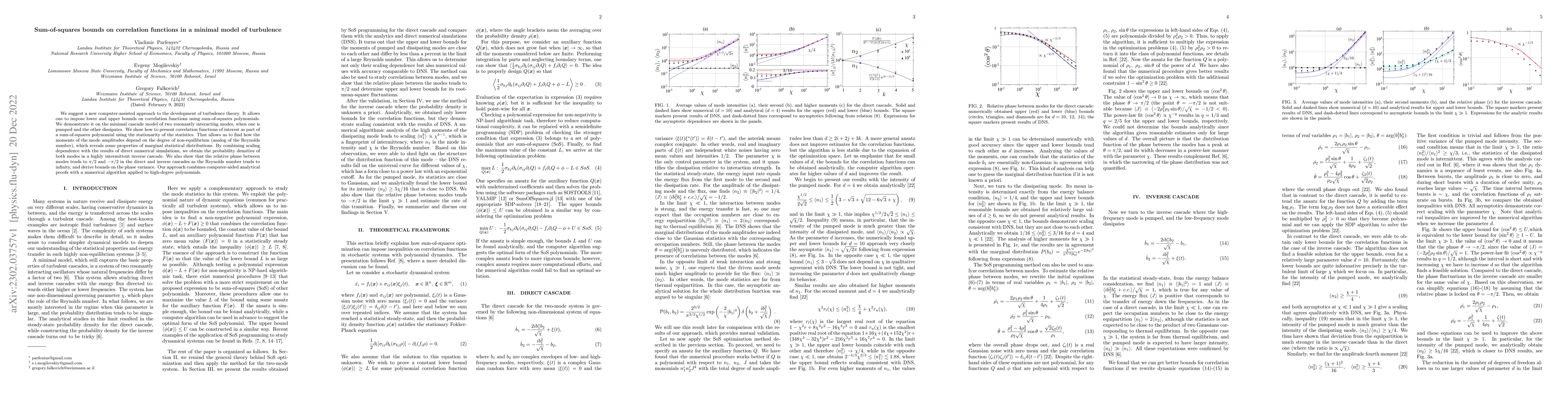 Thumbnail for Sum-of-squares bounds on correlation functions in a minimal model of
  turbulence