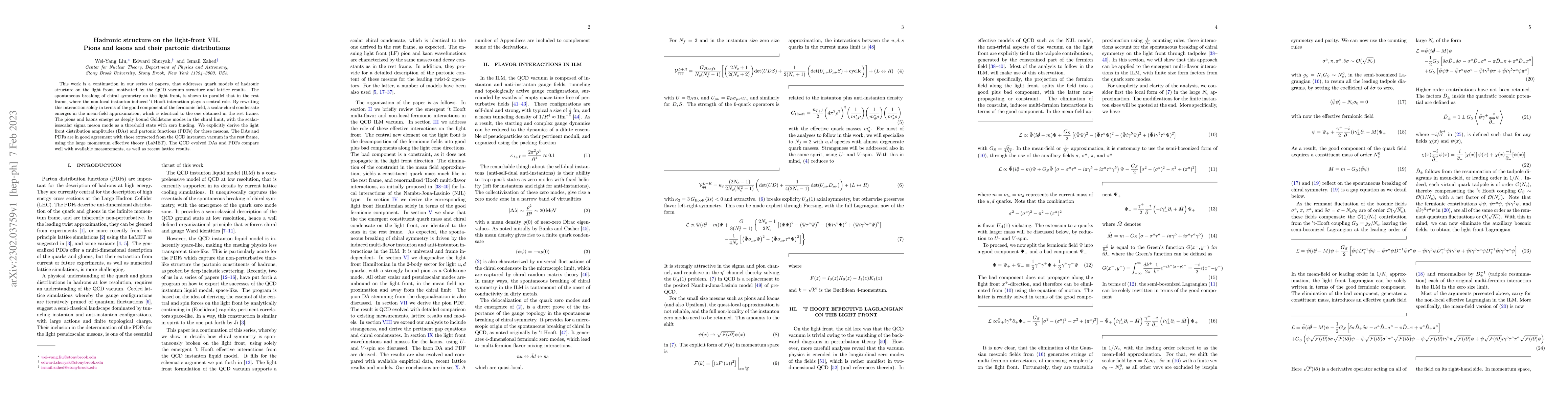 Thumbnail for Hadronic structure on the light-front VII. Pions and kaons and their
  partonic distributions