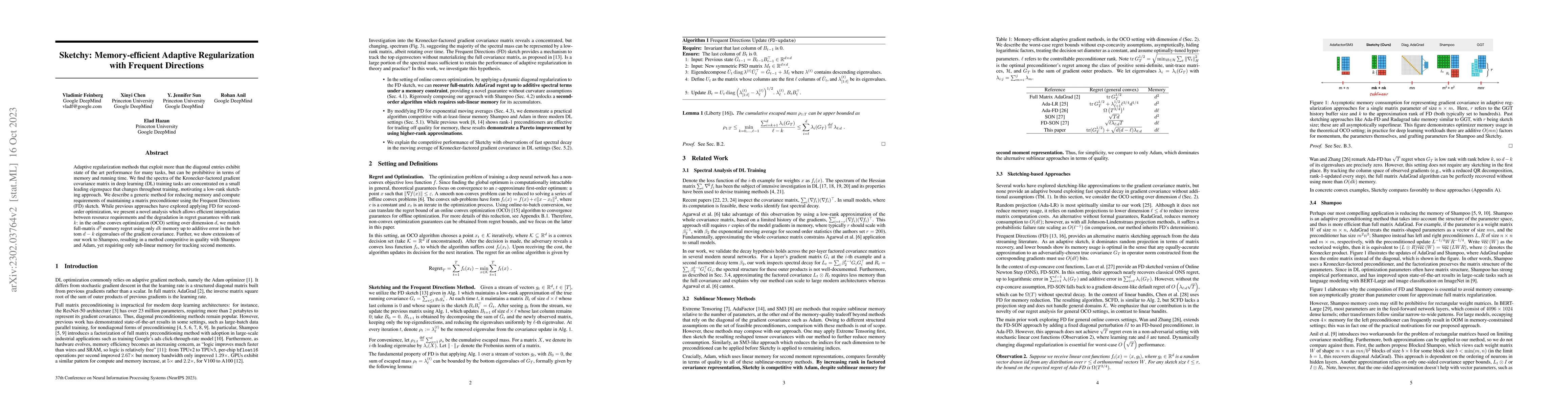 Thumbnail for Sketchy: Memory-efficient Adaptive Regularization with Frequent
  Directions