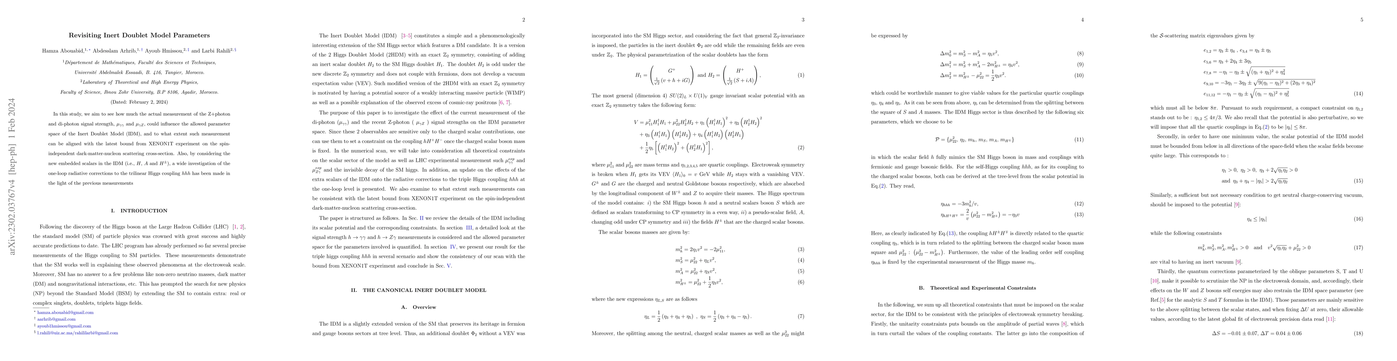 Thumbnail for Revisiting Inert Doublet Model Parameters