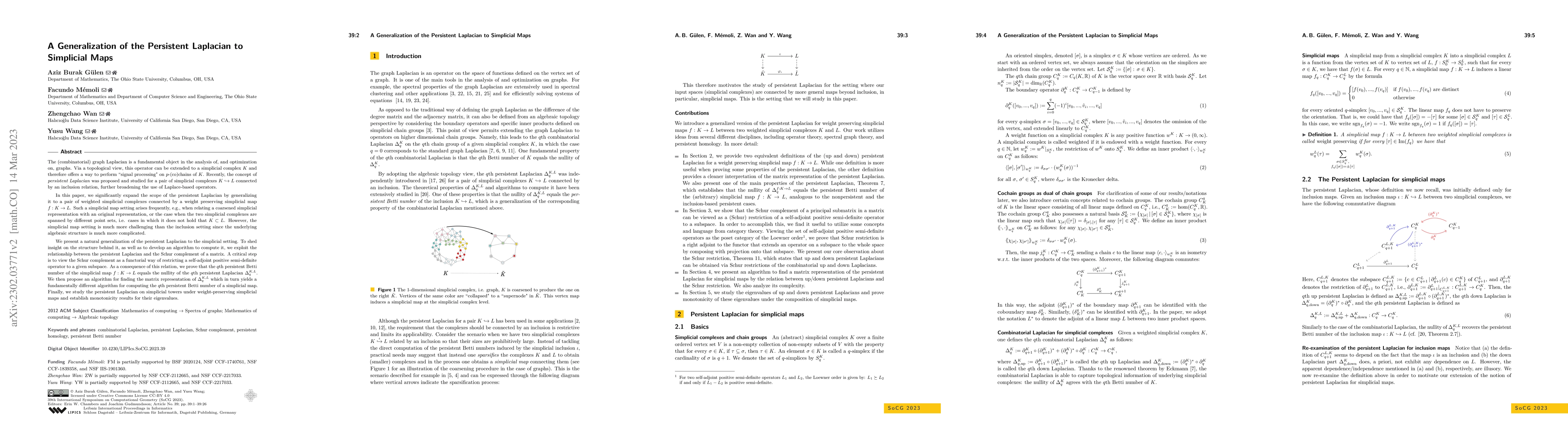 Thumbnail for A generalization of the persistent Laplacian to simplicial maps