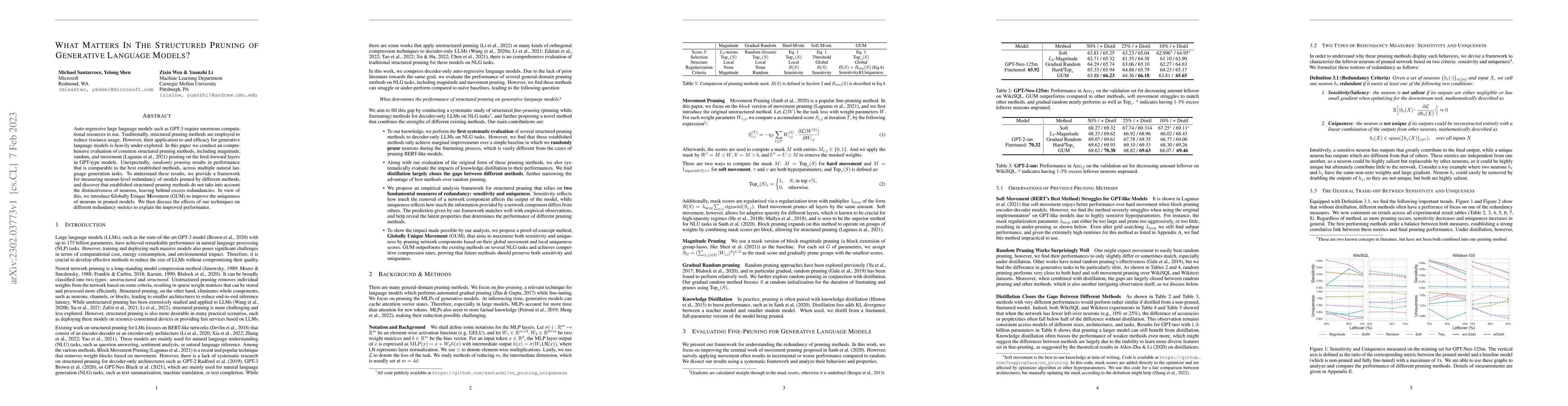 Thumbnail for What Matters In The Structured Pruning of Generative Language Models?