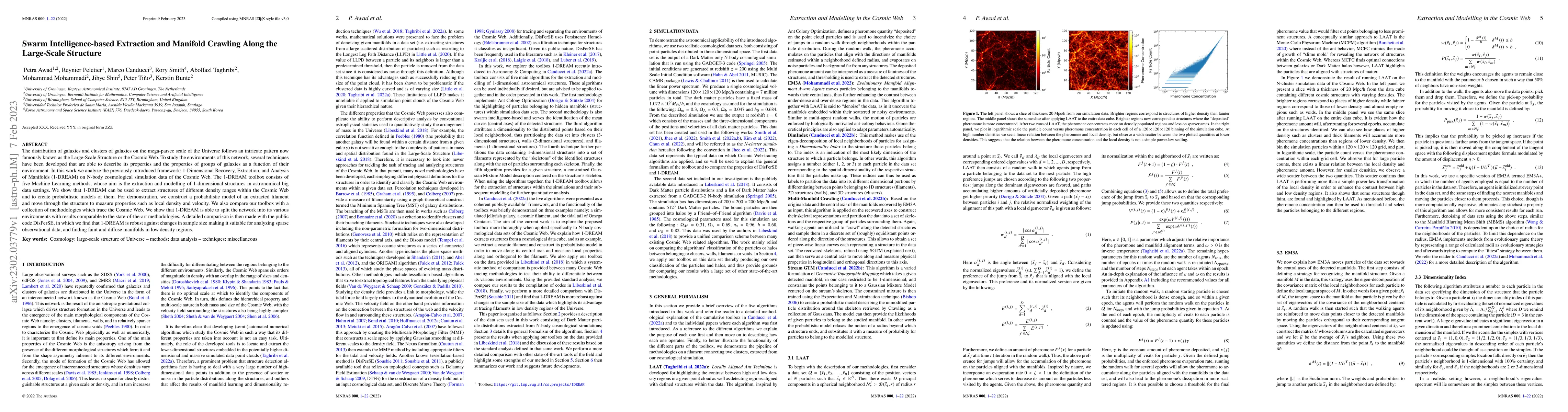 Thumbnail for Swarm Intelligence-based Extraction and Manifold Crawling Along the
  Large-Scale Structure