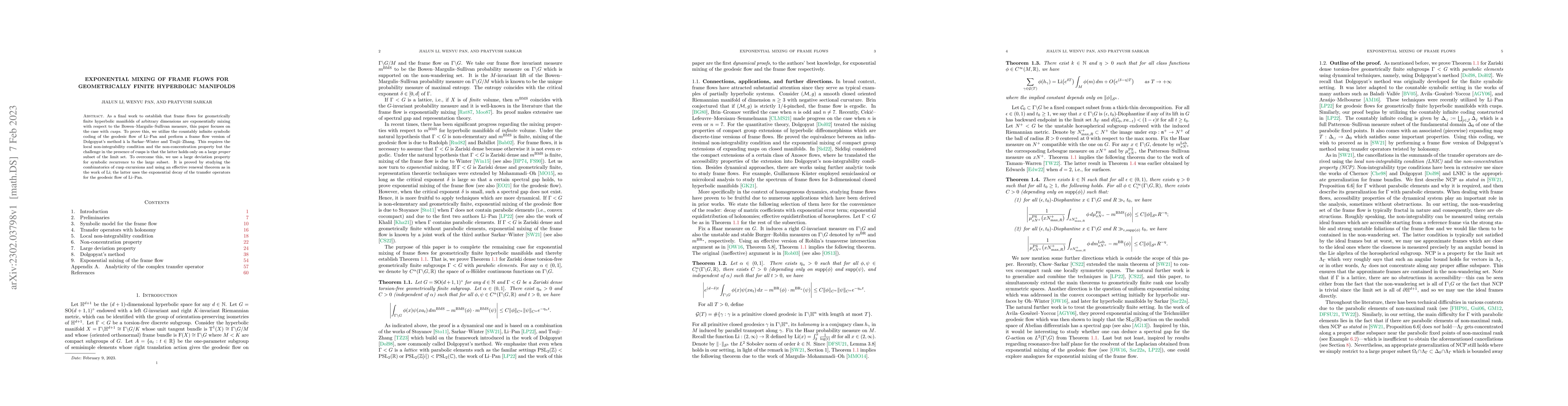 Thumbnail for Exponential mixing of frame flows for geometrically finite hyperbolic
  manifolds