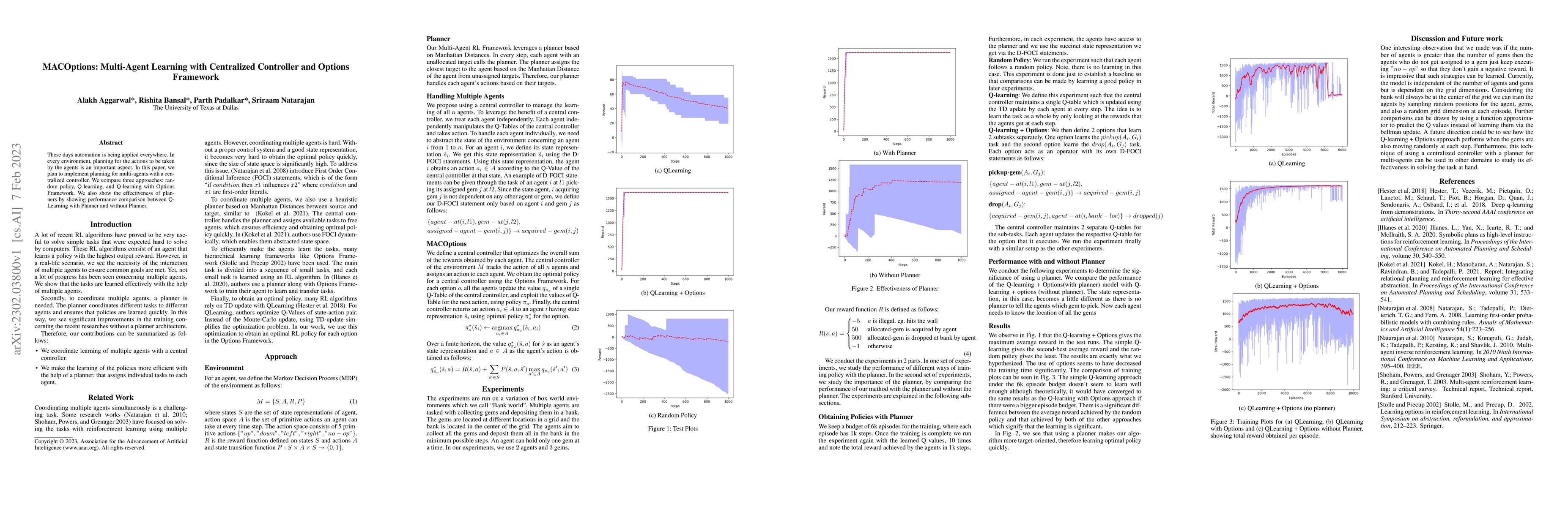 Thumbnail for MACOptions: Multi-Agent Learning with Centralized Controller and Options
  Framework