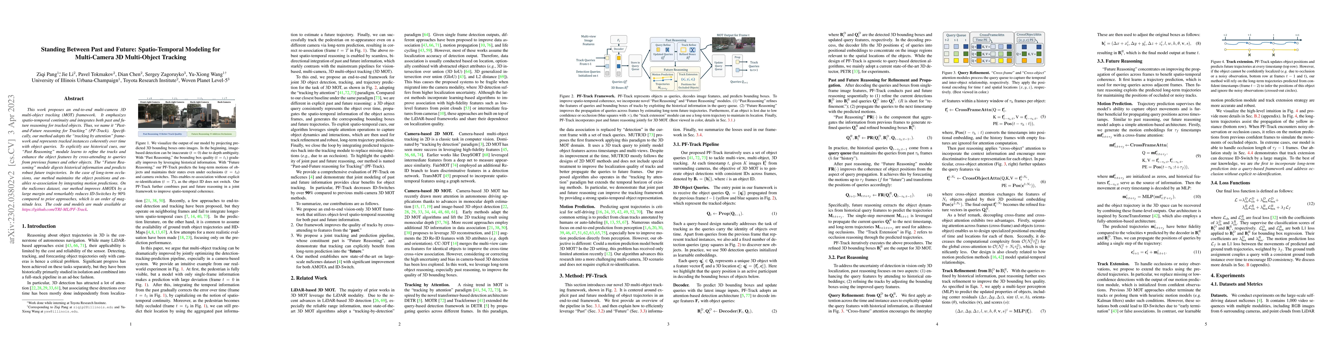 Thumbnail for Standing Between Past and Future: Spatio-Temporal Modeling for
  Multi-Camera 3D Multi-Object Tracking