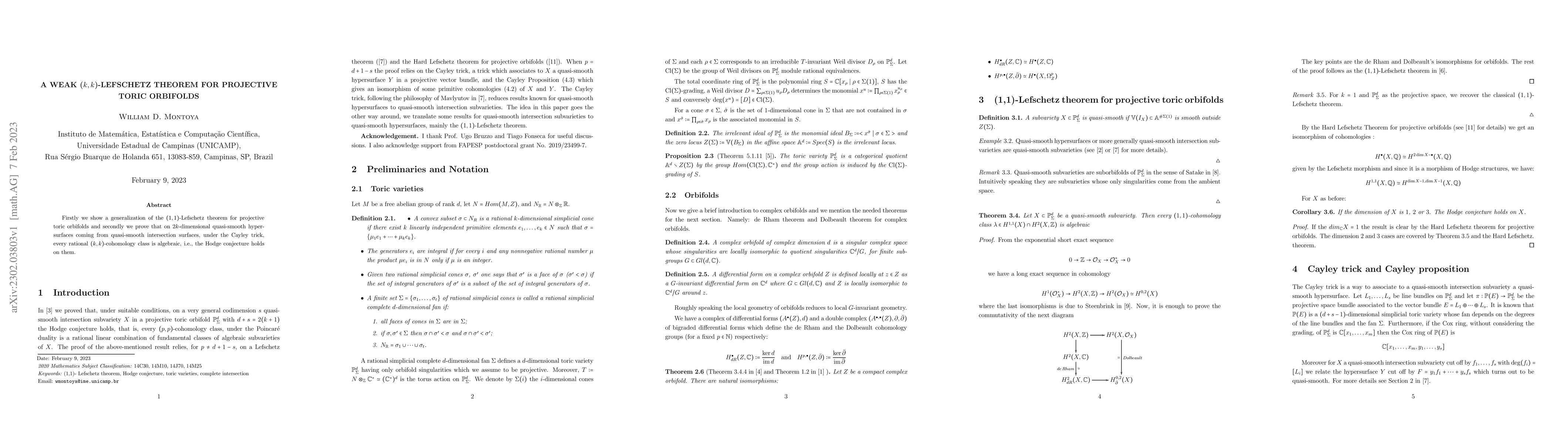 Thumbnail for A Weak (k,k)-Lefschetz Theorem for Projective Toric Orbifolds