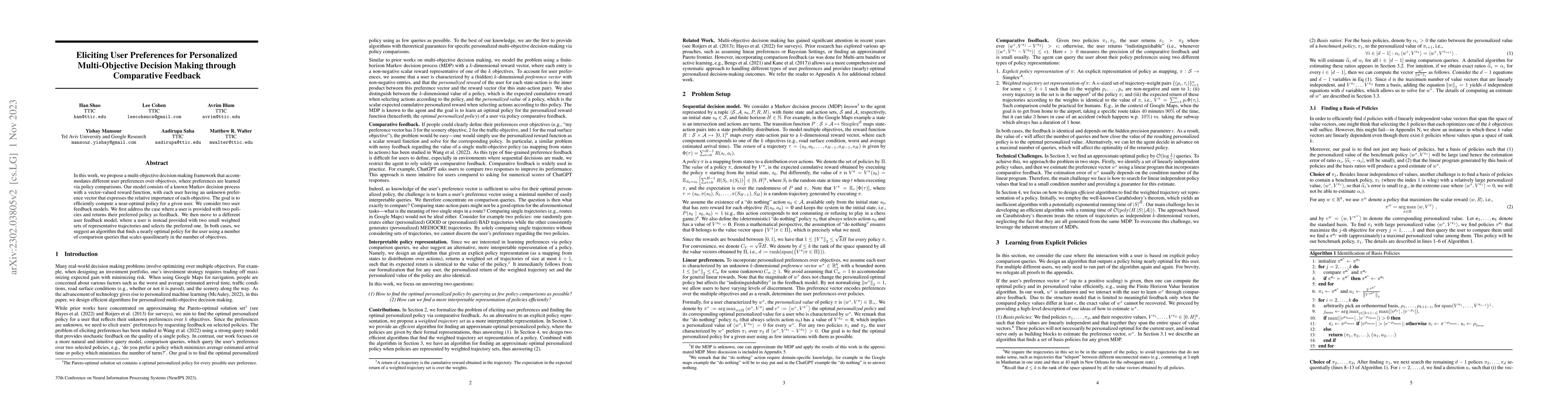Thumbnail for Eliciting User Preferences for Personalized Multi-Objective Decision
  Making through Comparative Feedback