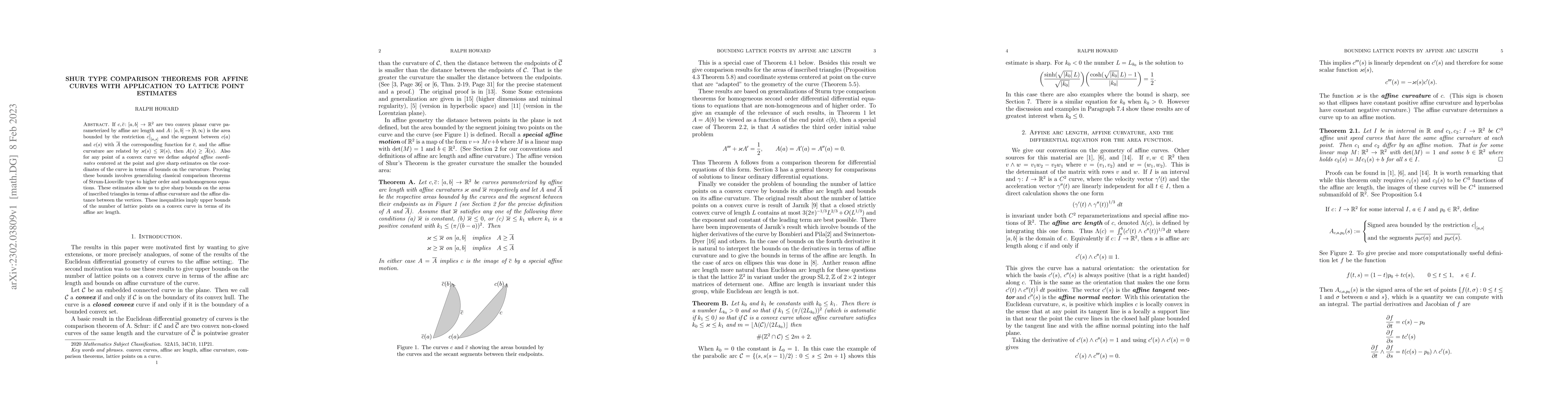 Thumbnail for Shur type comparison theorems for affine curves with application to
  lattice point estimates