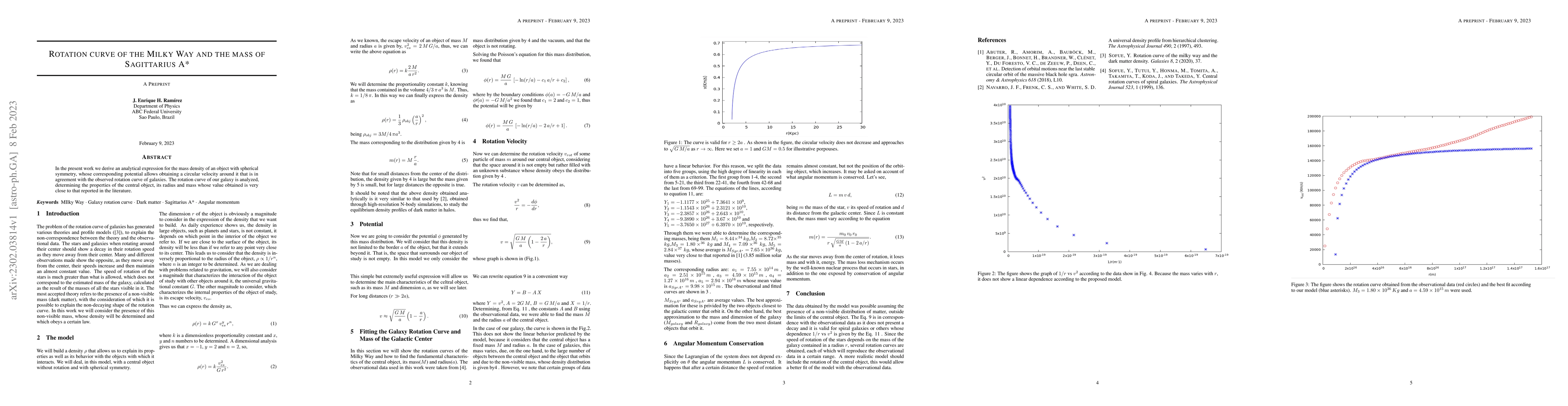 Thumbnail for Rotation curve of the Milky Way and the mass of Sagittarius A*