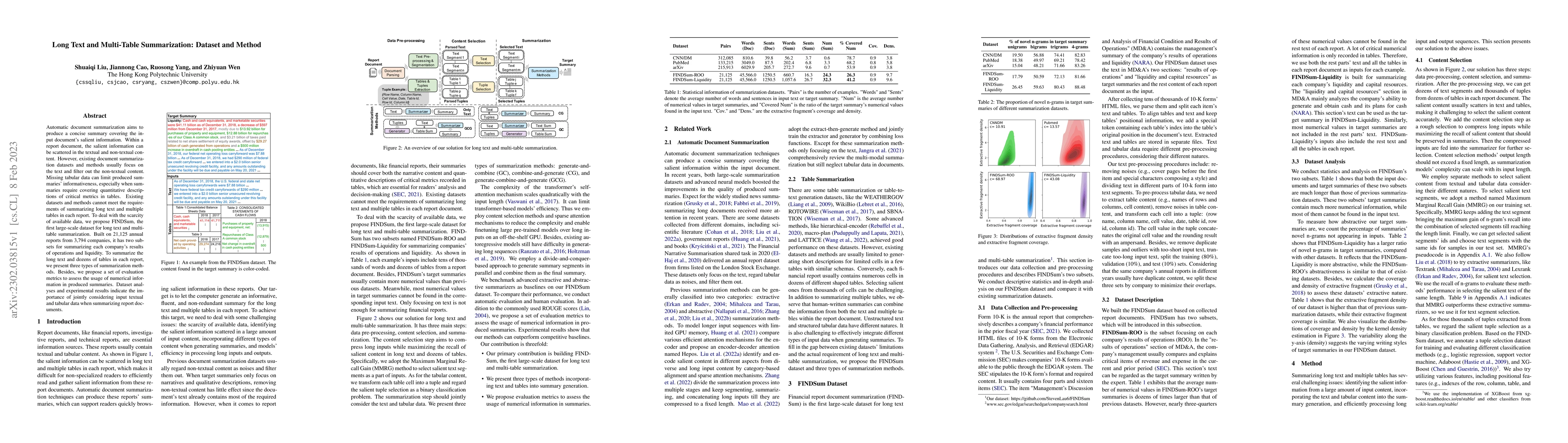 Thumbnail for Long Text and Multi-Table Summarization: Dataset and Method