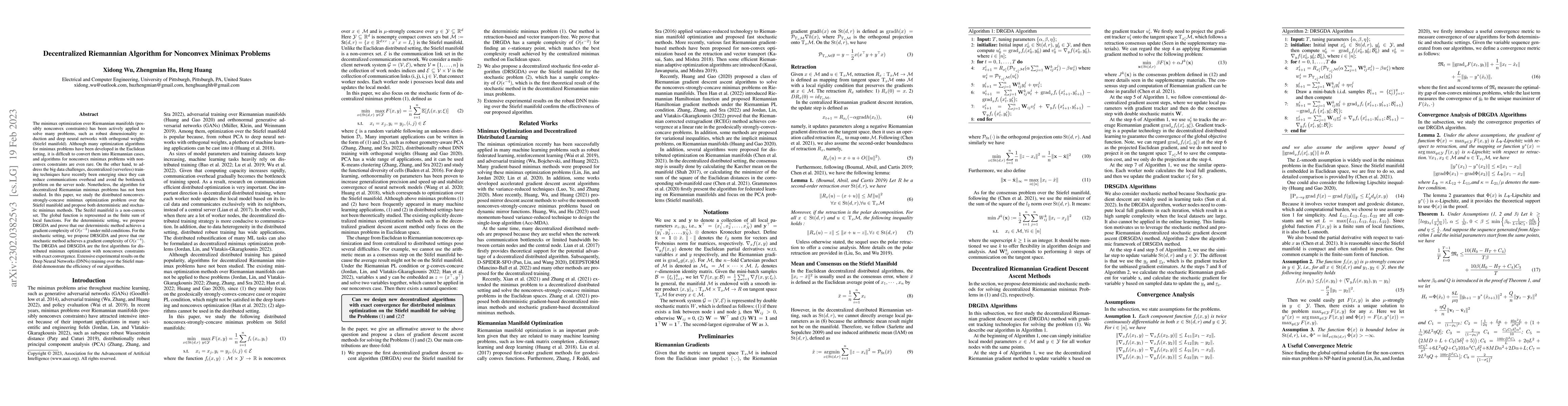 Thumbnail for Decentralized Riemannian Algorithm for Nonconvex Minimax Problems