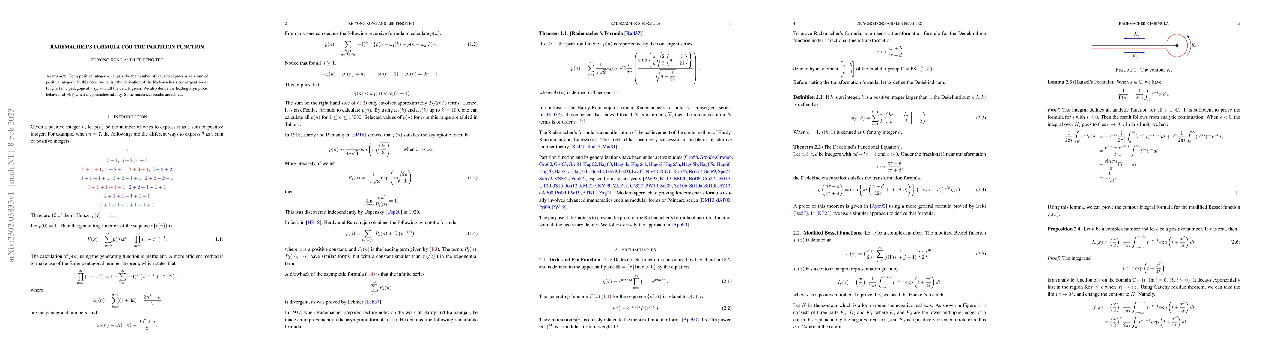 Thumbnail for Rademacher's Formula for the Partition Function