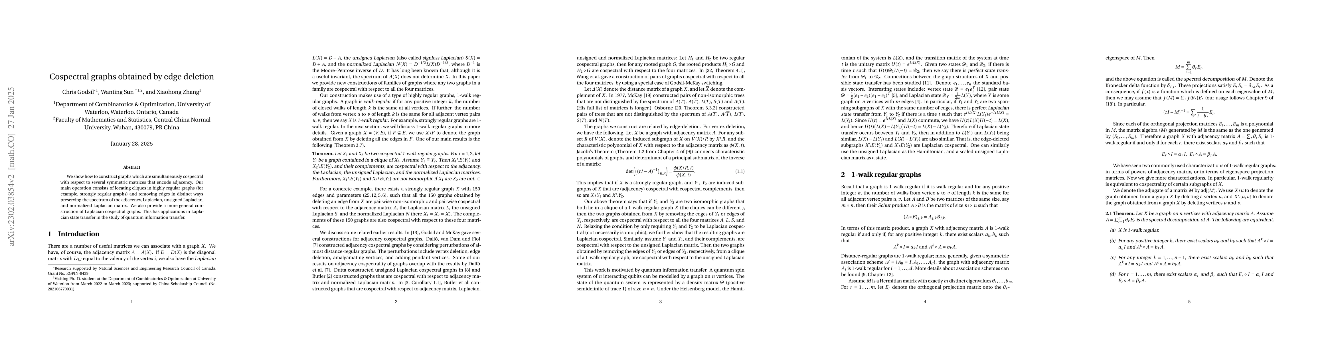 Thumbnail for Cospectral graphs obtained by edge deletion