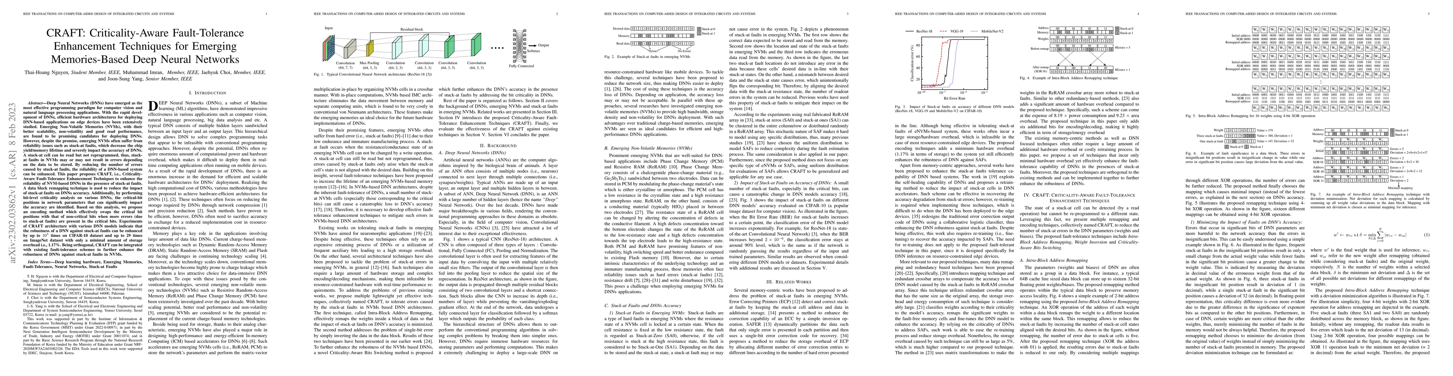 Thumbnail for CRAFT: Criticality-Aware Fault-Tolerance Enhancement Techniques for
  Emerging Memories-Based Deep Neural Networks