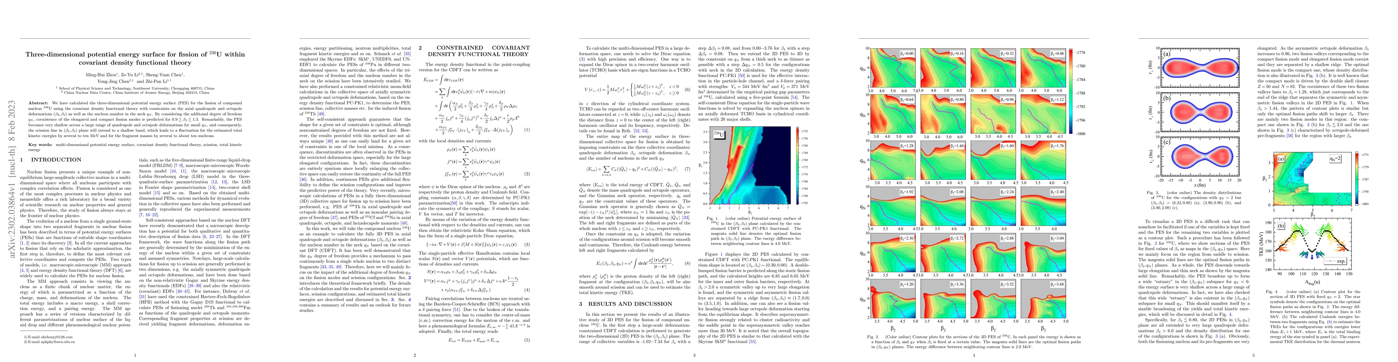 Thumbnail for Three-dimensional potential energy surface for fission of $^{236}$U
  within covariant density functional theory