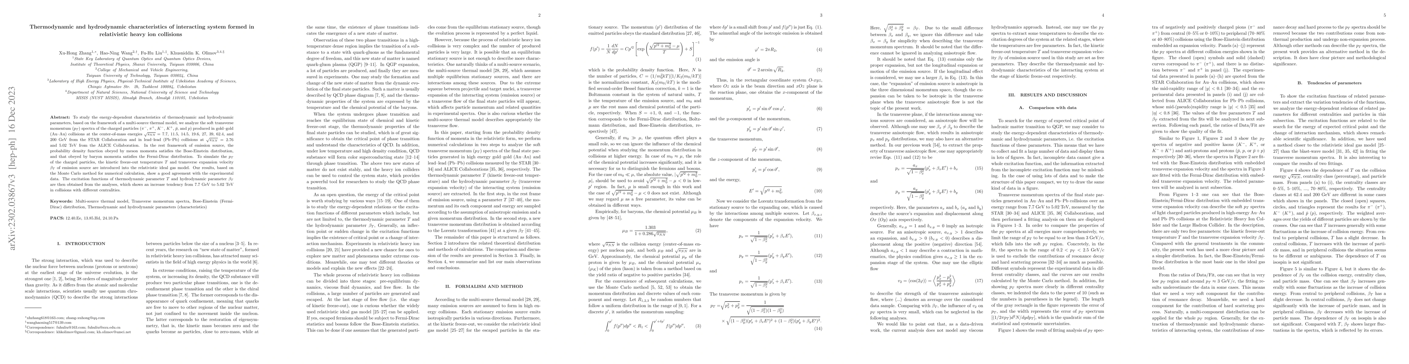 Thumbnail for Thermodynamic and hydrodynamic characteristics of interacting system
  formed in relativistic heavy ion collisions