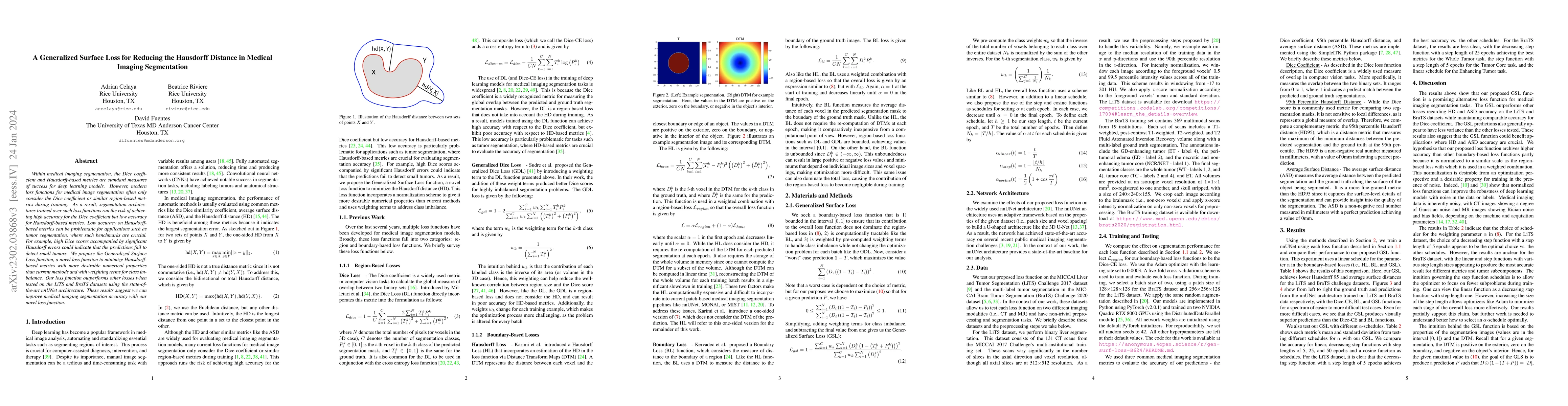 Thumbnail for A Generalized Surface Loss for Reducing the Hausdorff Distance in
  Medical Imaging Segmentation