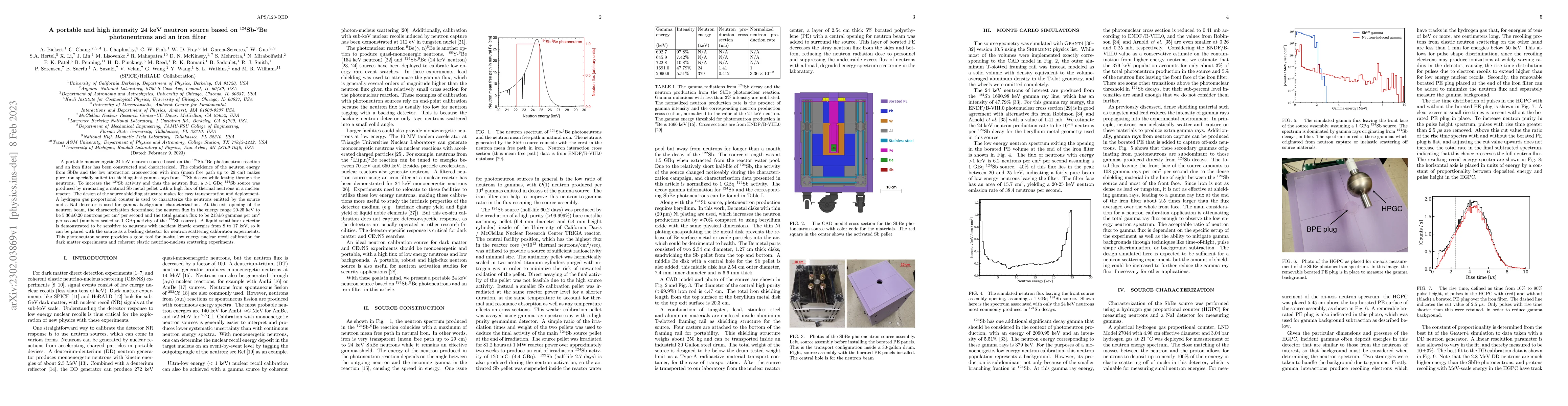 Thumbnail for A portable and high intensity 24 keV neutron source based on
  $^{124}$Sb-$^{9}$Be photoneutrons and an iron filter