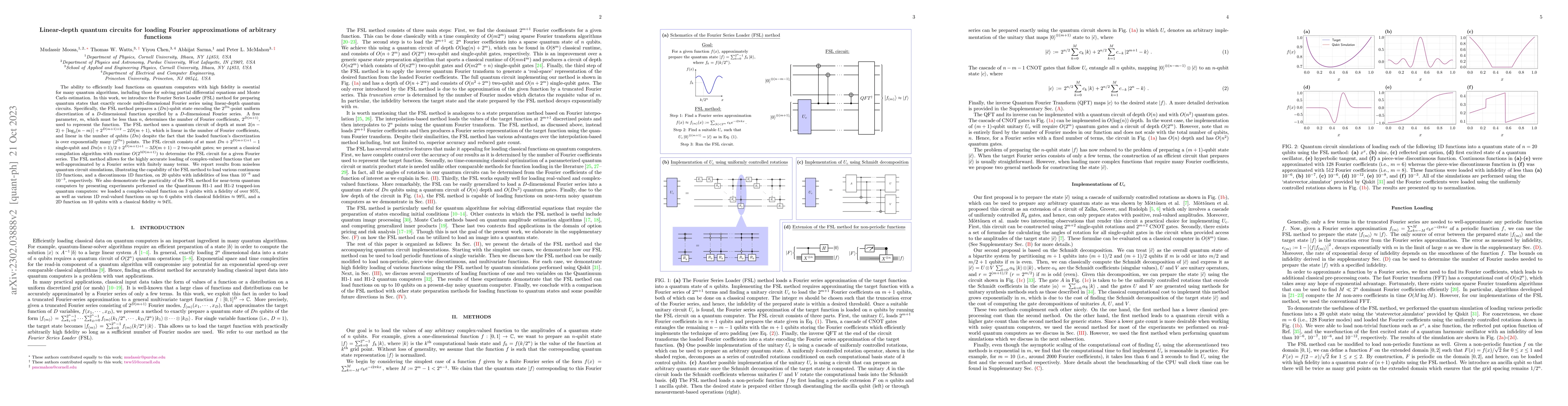 Thumbnail for Linear-depth quantum circuits for loading Fourier approximations of
  arbitrary functions