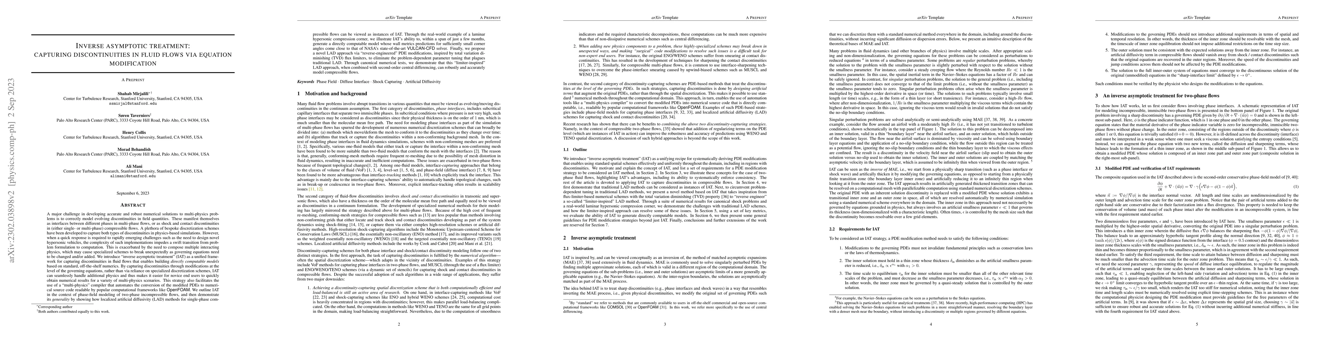 Thumbnail for Inverse asymptotic treatment: capturing discontinuities in fluid flows
  via equation modification