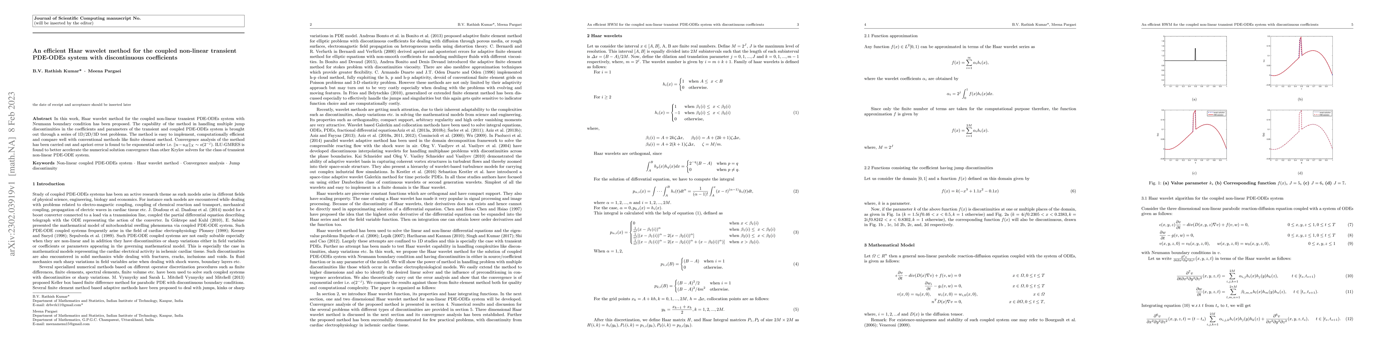 Thumbnail for An efficient Haar wavelet method for the coupled non-linear transient
  PDE-ODEs system with discontinuous coefficients