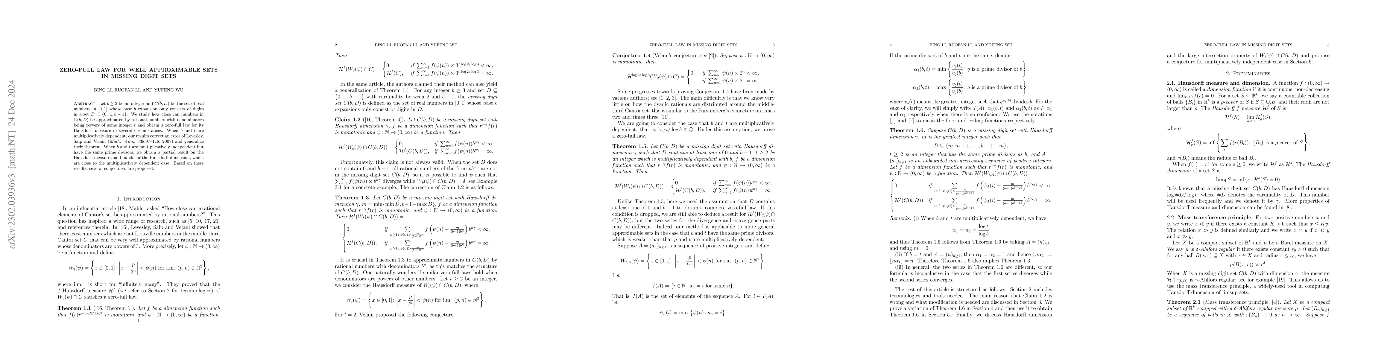 Thumbnail for Zero-full law for well approximable sets in generalized Cantor sets