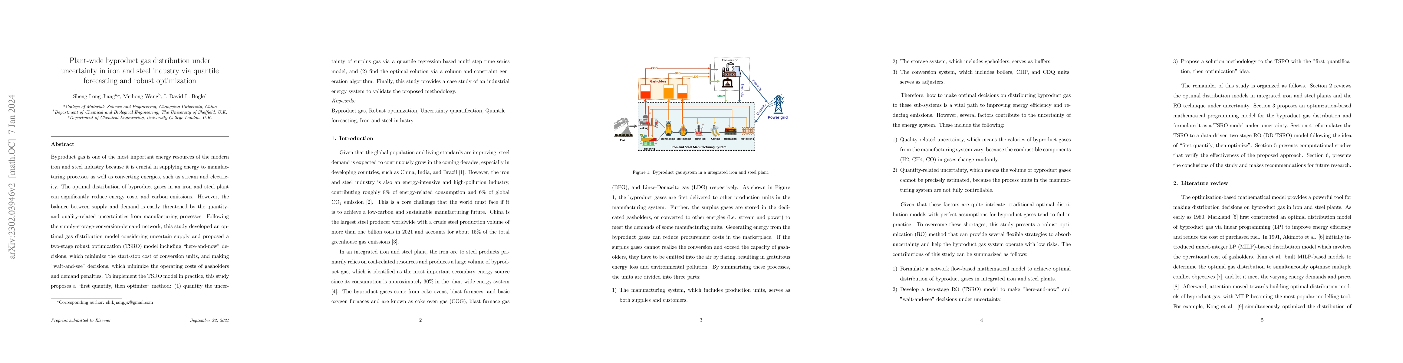 Thumbnail for Plant-wide byproduct gas distribution under uncertainty in iron and
  steel industry via quantile forecasting and robust optimization