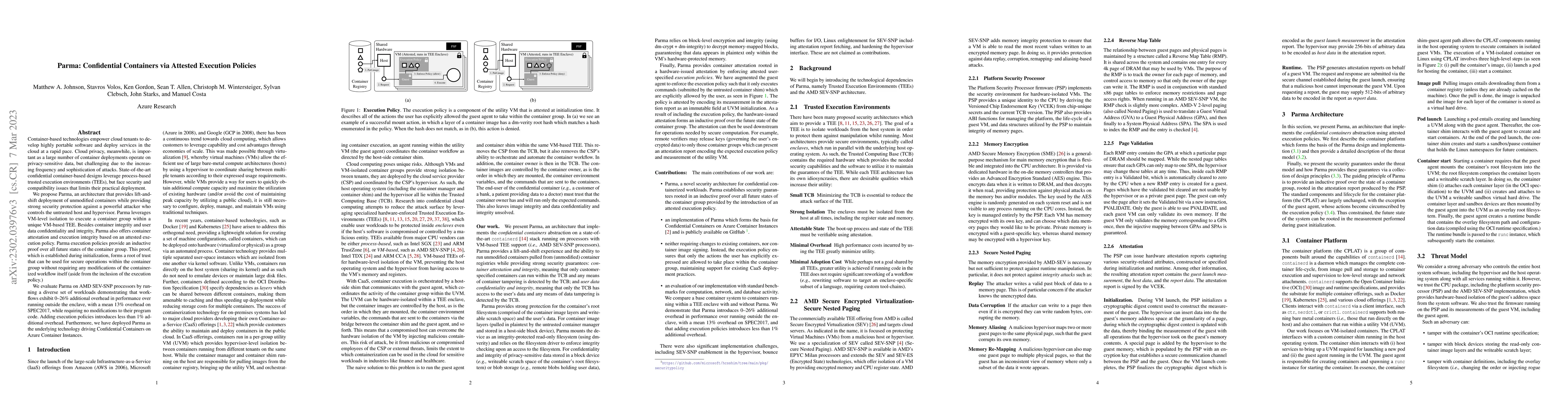 Thumbnail for Parma: Confidential Containers via Attested Execution Policies