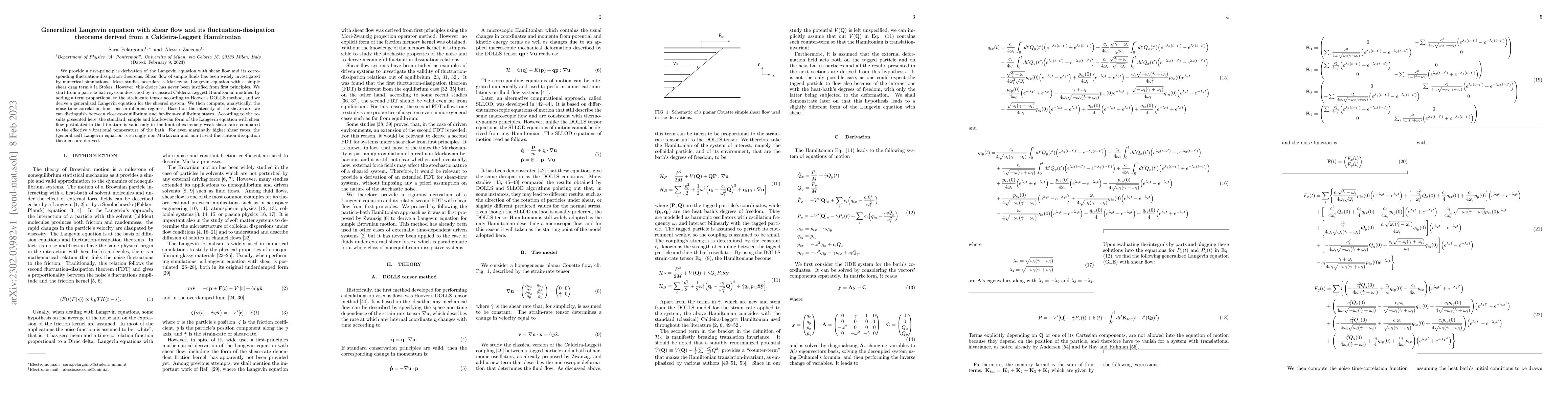 Thumbnail for Generalized Langevin equation with shear flow and its
  fluctuation-dissipation theorems derived from a Caldeira-Leggett Hamiltonian