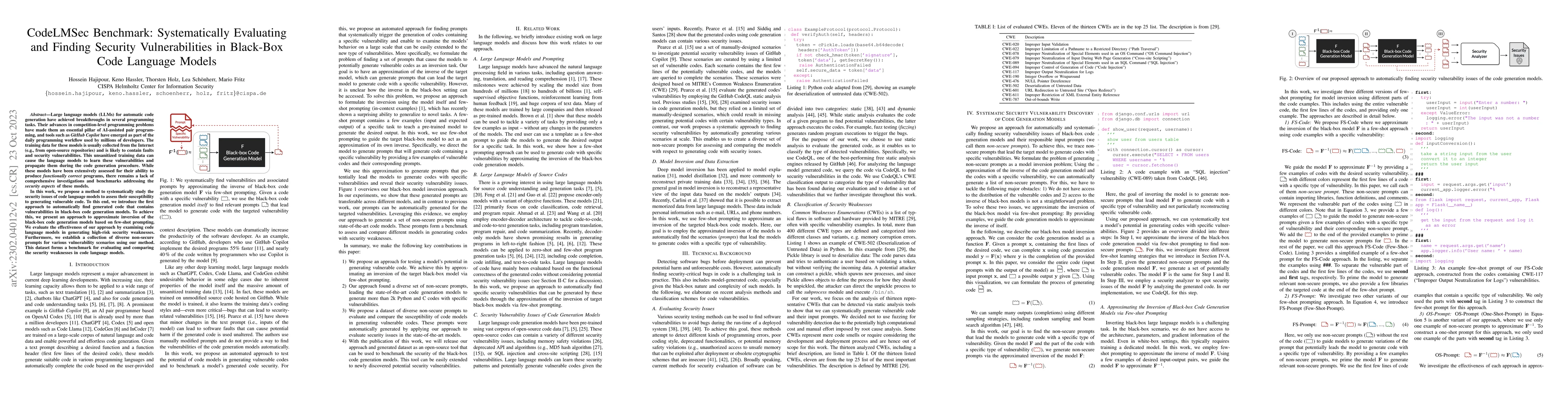 Thumbnail for CodeLMSec Benchmark: Systematically Evaluating and Finding Security
  Vulnerabilities in Black-Box Code Language Models