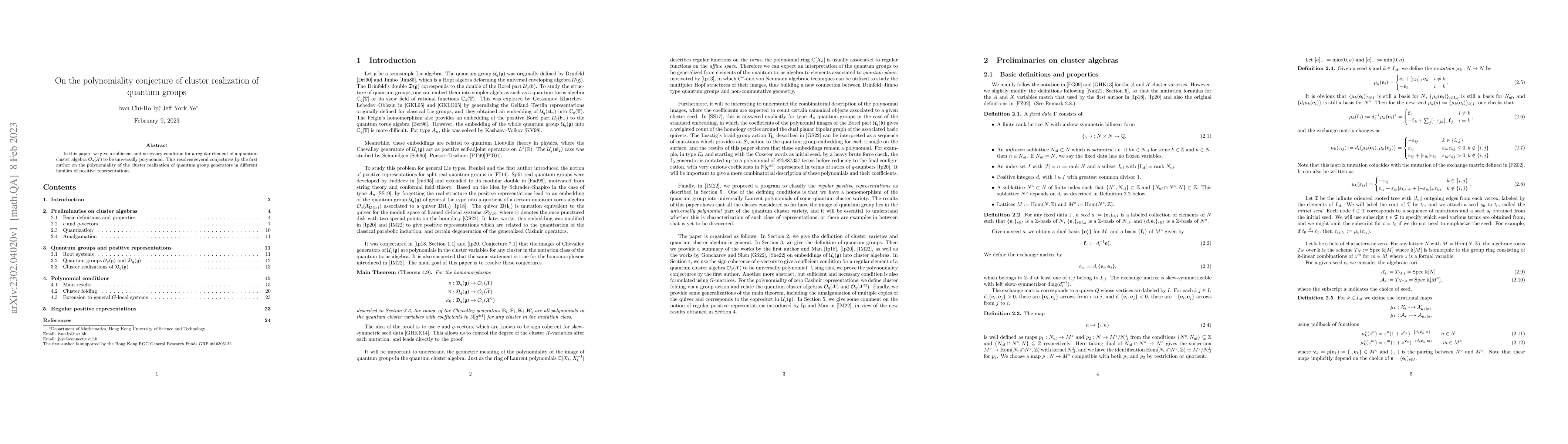 Thumbnail for On the polynomiality conjecture of cluster realization of quantum groups