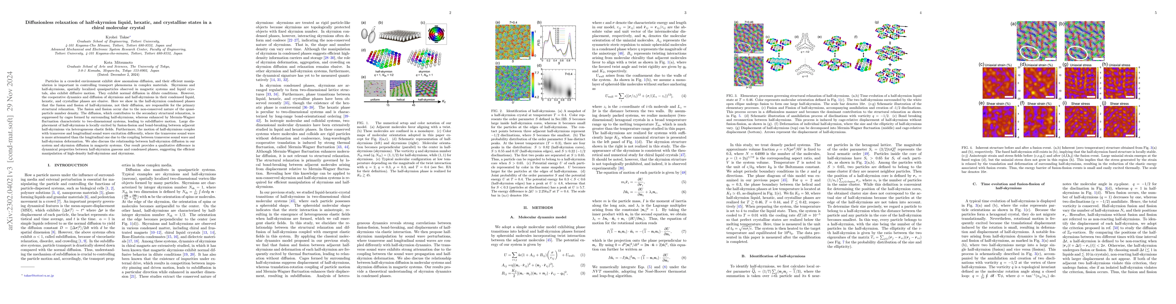 Thumbnail for Diffusionless relaxation of half-skyrmion liquid, hexatic, and
  crystalline states in a chiral molecular crystal