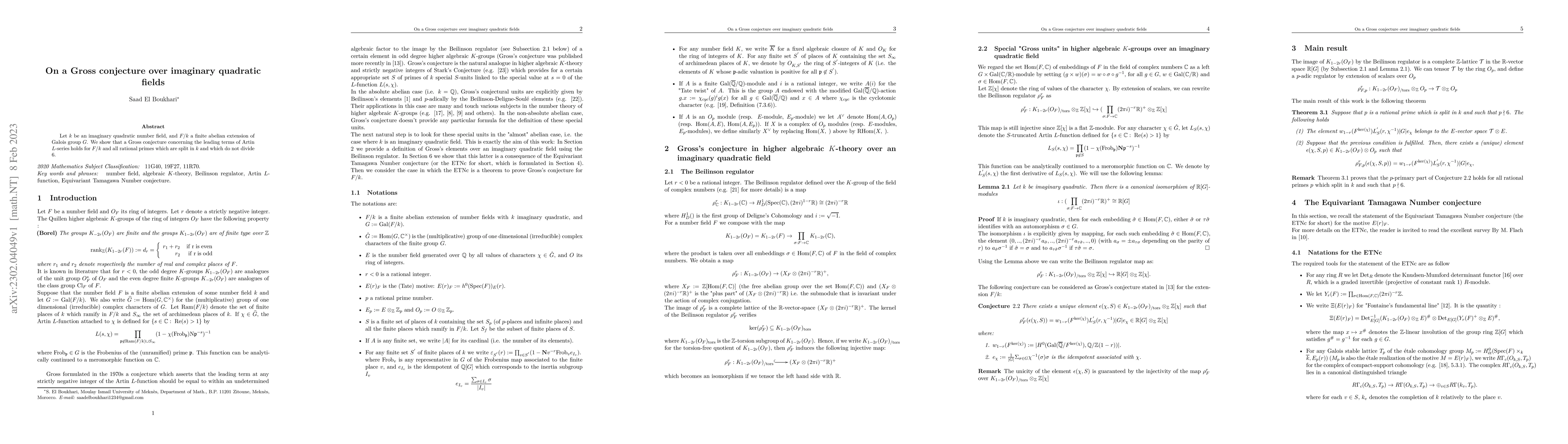Thumbnail for On a Gross conjecture over imaginary quadratic fields