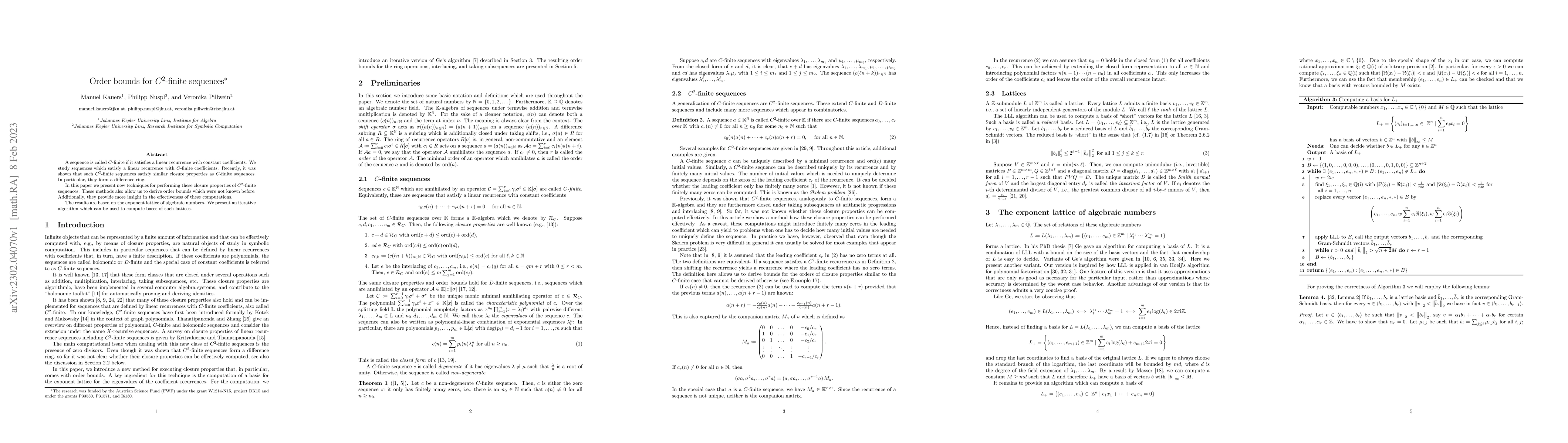 Thumbnail for Order bounds for $C^2$-finite sequences