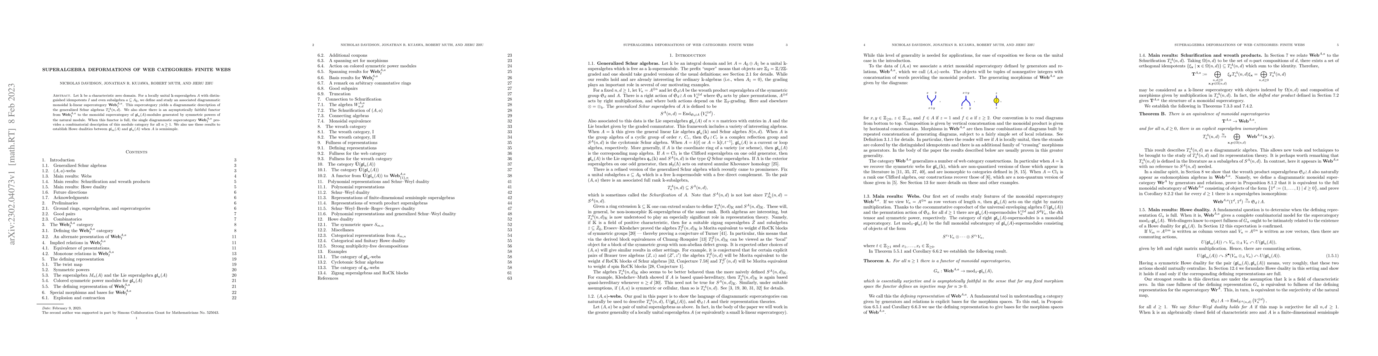 Thumbnail for Superalgebra deformations of web categories: finite webs