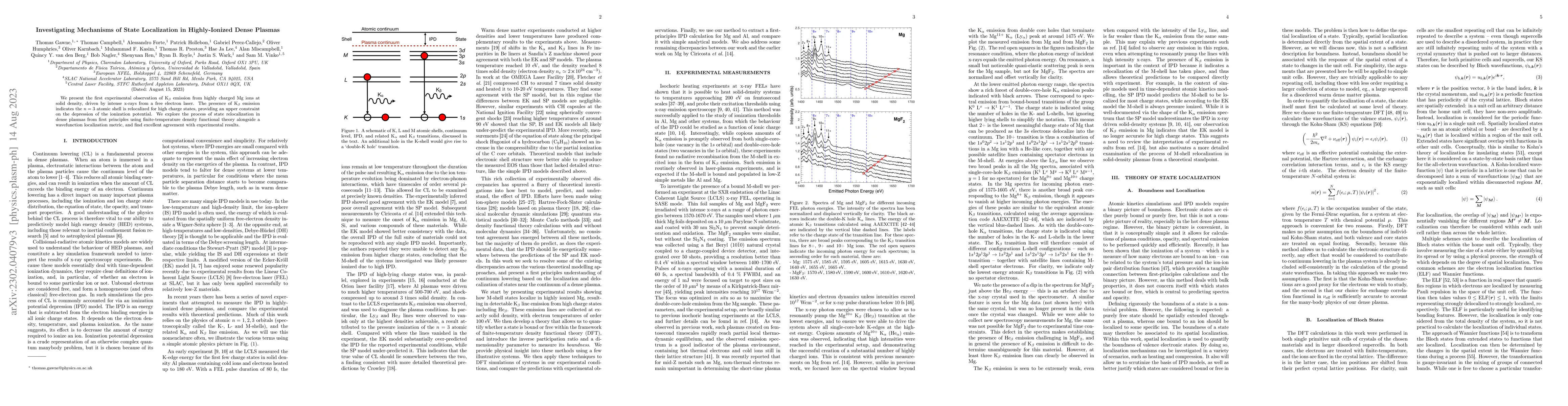 Thumbnail for Investigating Mechanisms of State Localization in Highly-Ionized Dense
  Plasmas