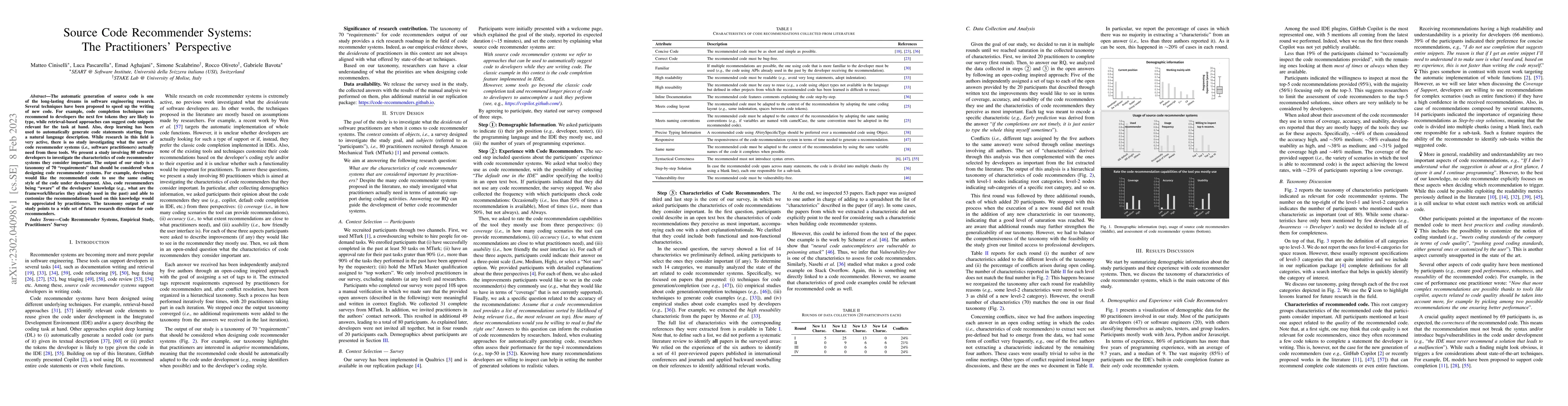 Thumbnail for Source Code Recommender Systems: The Practitioners' Perspective