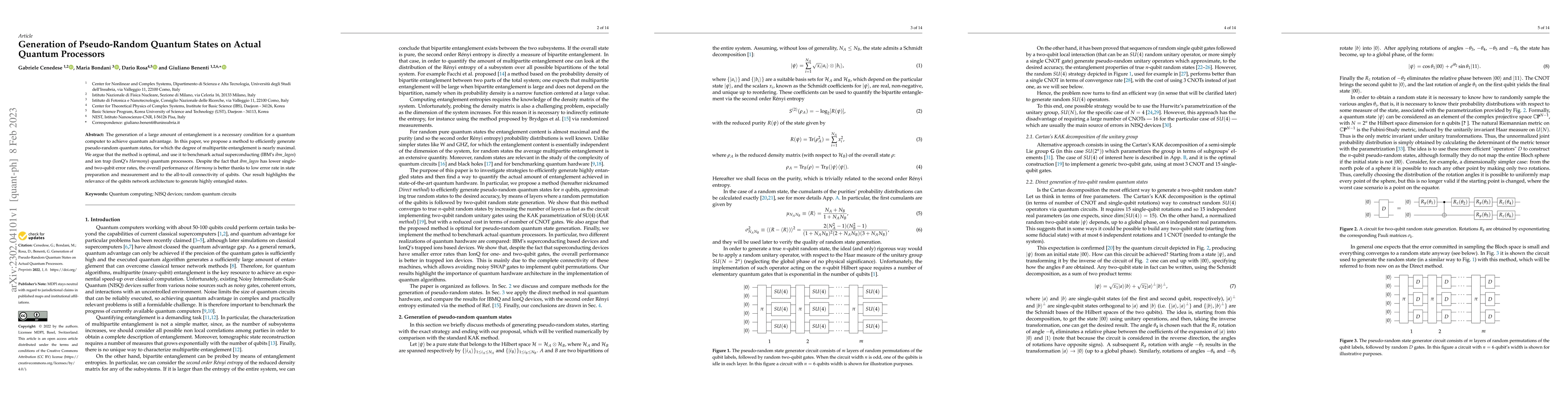 Thumbnail for Generation of Pseudo-Random Quantum States on Actual Quantum Processors