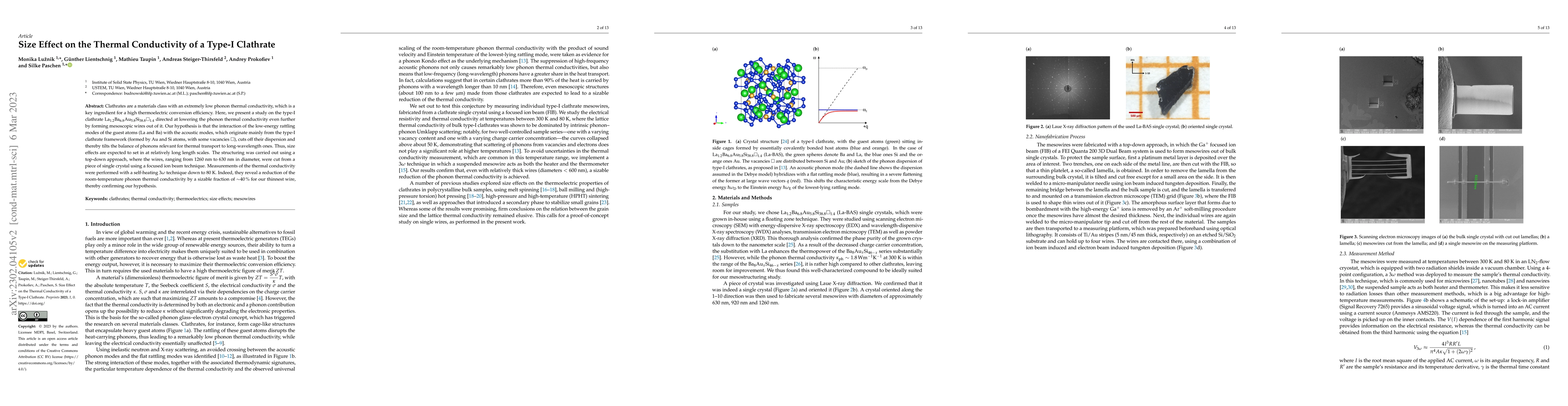 Thumbnail for Size effect on the thermal conductivity of a type-I clathrate