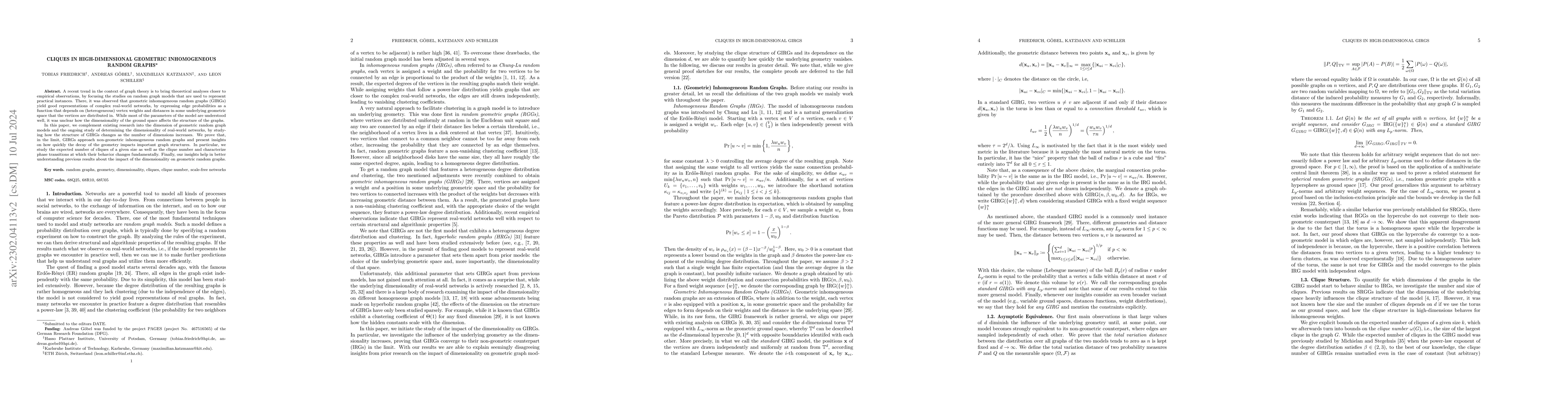 Thumbnail for Cliques in High-Dimensional Geometric Inhomogeneous Random Graphs
