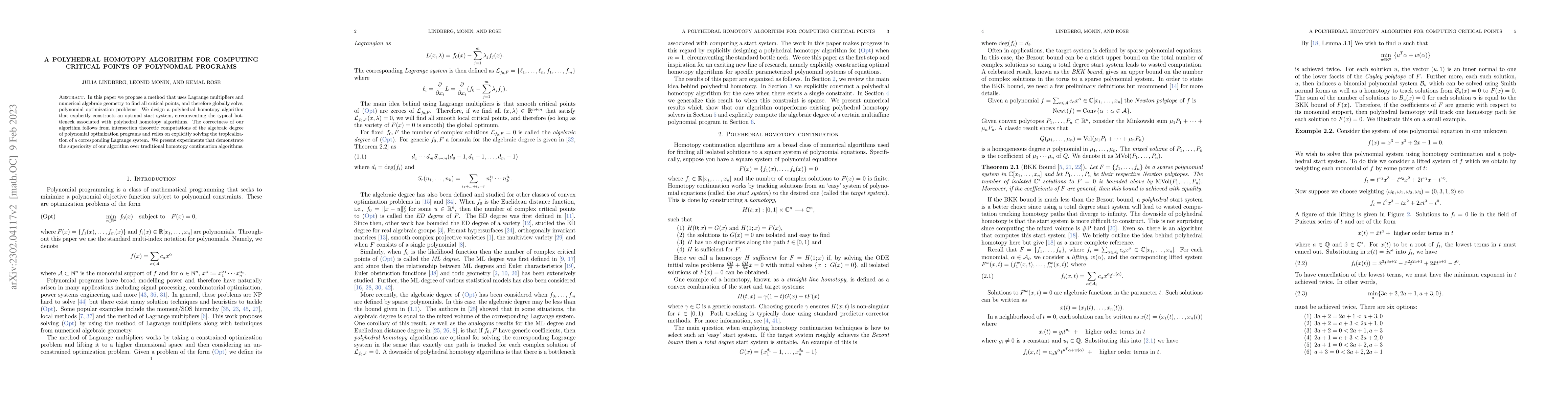 Thumbnail for A polyhedral homotopy algorithm for computing critical points of
  polynomial programs
