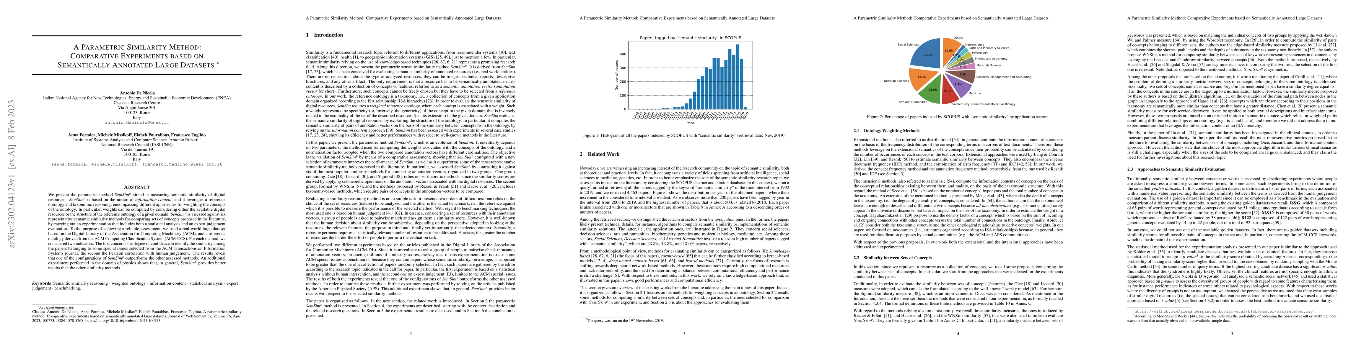Thumbnail for A Parametric Similarity Method: Comparative Experiments based on
  Semantically Annotated Large Datasets