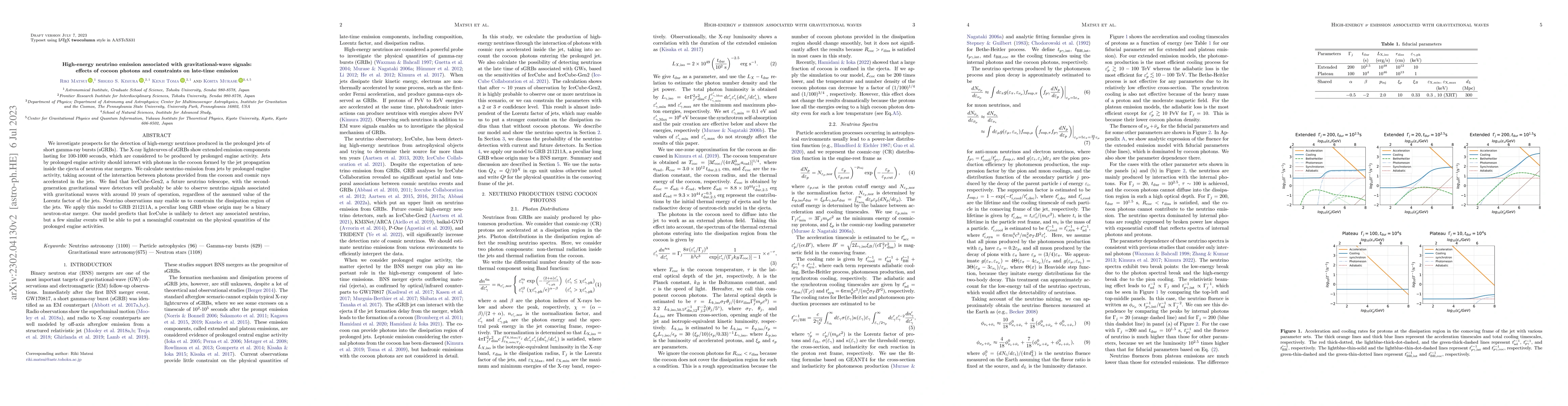 Thumbnail for High-energy neutrino emission associated with gravitational-wave
  signals: effects of cocoon photons and constraints on late-time emission