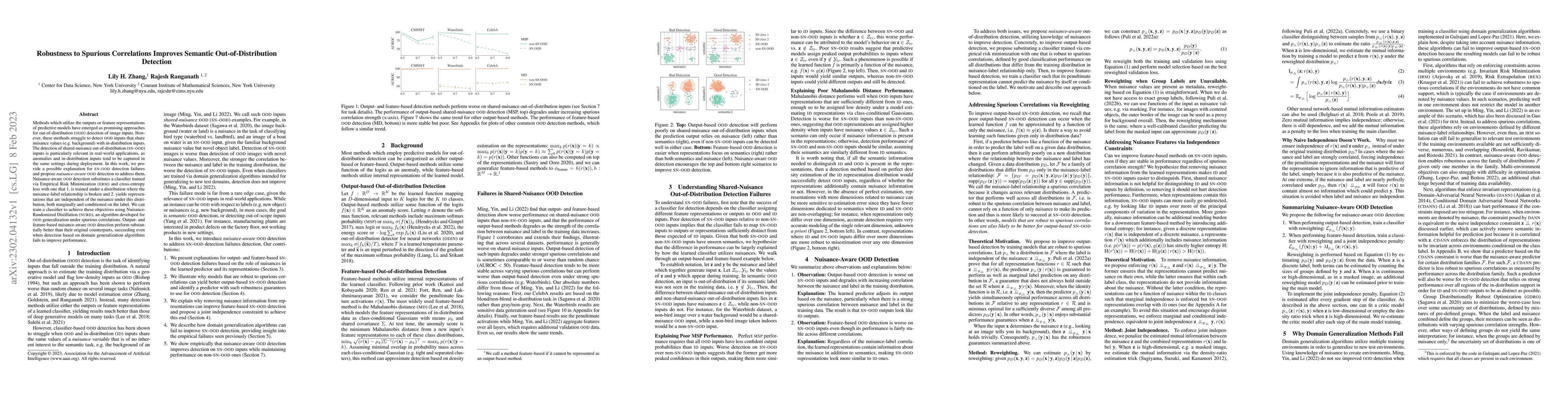 Thumbnail for Robustness to Spurious Correlations Improves Semantic
  Out-of-Distribution Detection